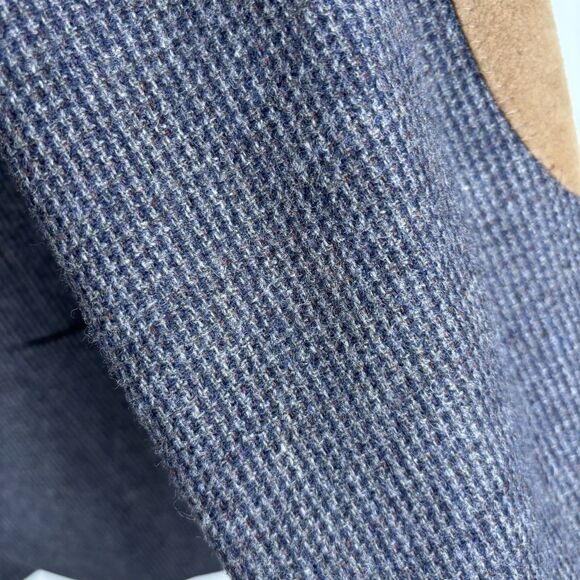 HUNT CLUB Tweed Wool Jacket Men 46R Navy w/ Elbow Patches Sport Coat Blazer - Picture 10 of 12